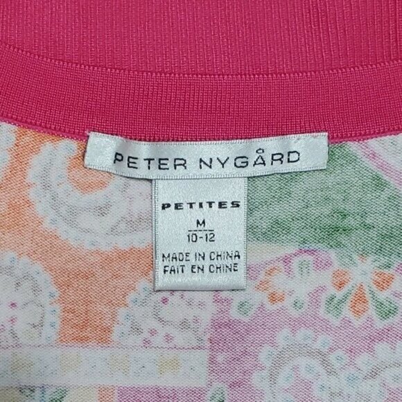 Peter Nygard Sweater Top Size Medium Petite Sleeveless Paisley Bright Retro - Picture 5 of 6